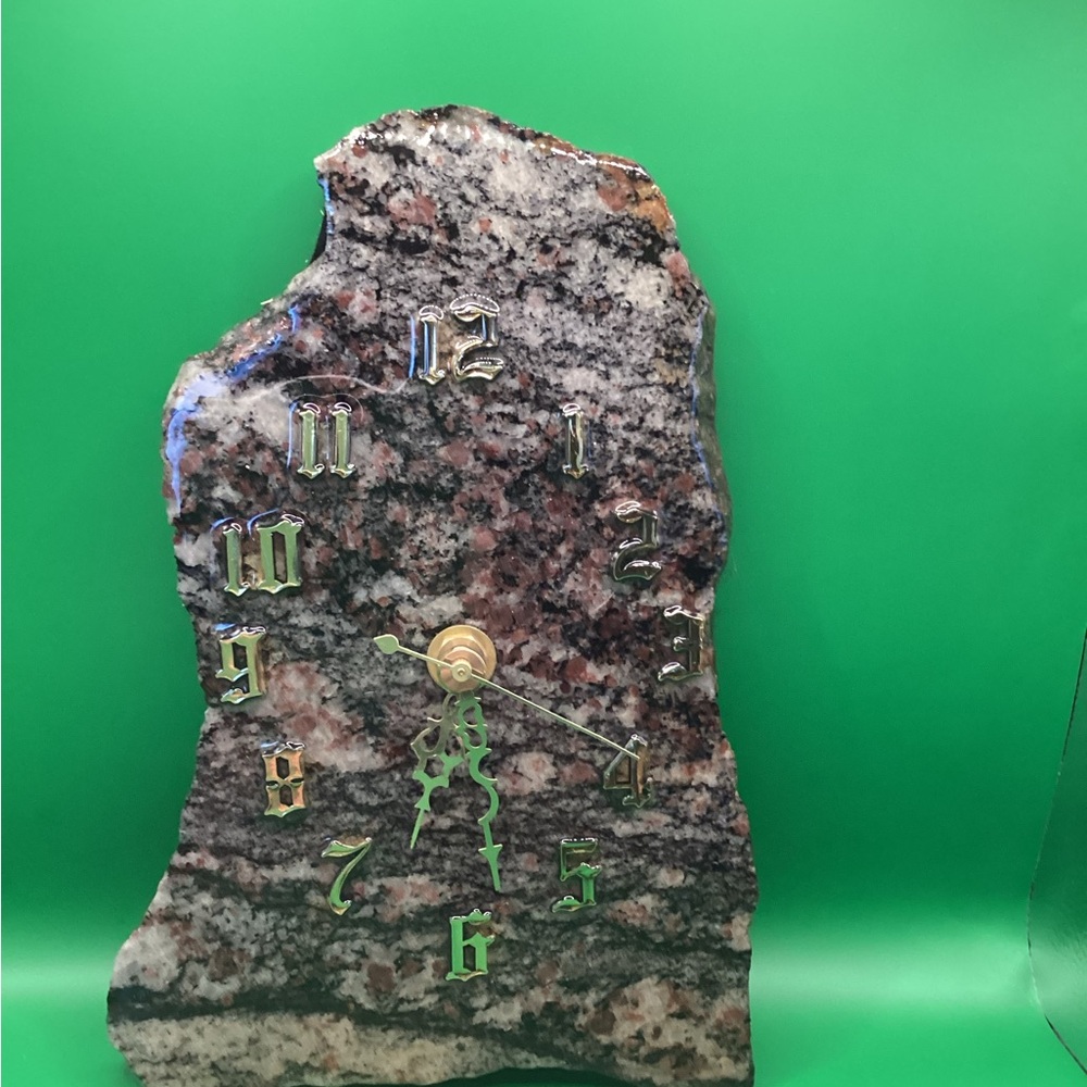Elegant Stone Clock with Gold Accents